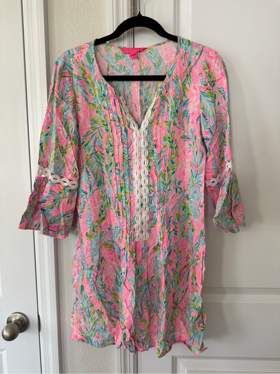 Lilly Pulitzer Dresses & Skirts - Lilly Pulitzer - Hollie Tunic Pink Multi Floral Dress with quarter sleeves